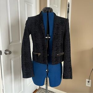Calvin Klein mini blazer with bright gold zipper pockets